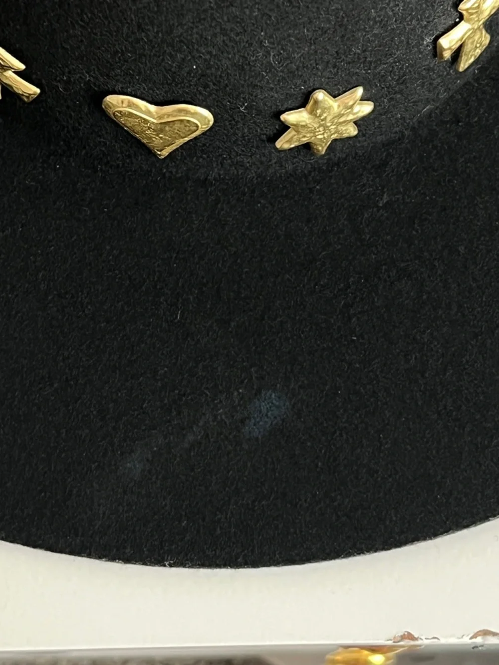 Lack of Color Celestial Boater Black Wool Hat Gold Conchos M 57cm